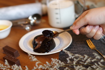 Little chocolate bread with chocolate melting cake 