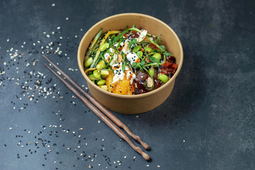 Traditional Hawaiian Poke with vegetables