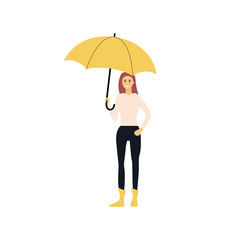 Woman with an umbrella. Flat style. Vector illustration
