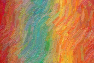 Red, blue and yellow waves Bristle Brush abstract paint background.