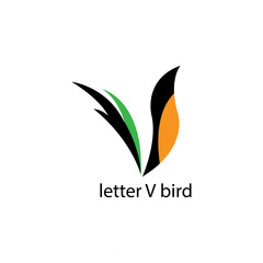 letter V logo illustration of a color bird. vector design.