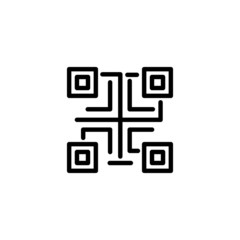 Qr code vector icon in linear, outline icon isolated on white background