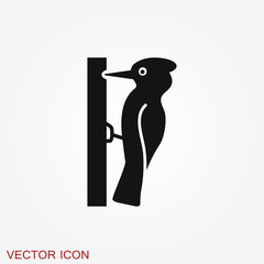 Woodpecker vector icon. Bird symbol isolated on background.