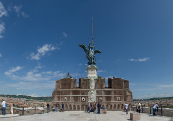 view of the mausoleum of hadrian castel sant'angelo vantage point to rome