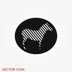 Zebra icon isolated on white background, animal zoo