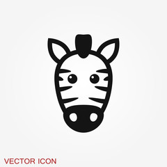Zebra icon isolated on white background, animal zoo