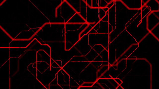 Abstract geometric lined pattern, motion graphics. Animation. Endless quantity of red bended lines appear and create a complex structure on black background.