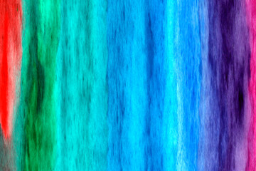 Abstract watercolor background striped bright mixed pink red purple violet blue green multicolored. Hand drawn. The texture of the paper