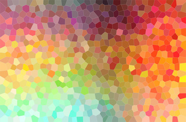 Abstract illustration of orange, red, purple and creamy bright small hexagon background.