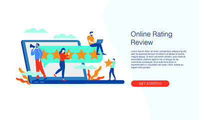 Online rating review vector illustration concept template background can be use for presentation web banner UI UX landing page