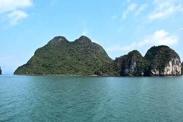 The view of the island on Halong bay.