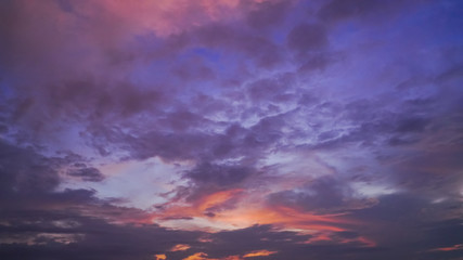 Fototapeta na wymiar dramatic sky with clouds on sunset