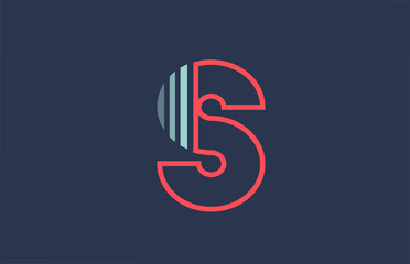 blue red S alphabet letter logo icon for company and business with line design