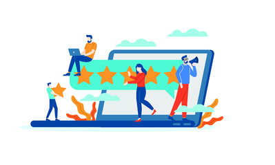 Computer internet Star Review rating people give feedback flat illustration