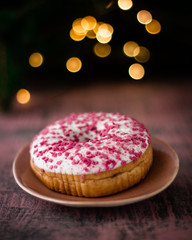 christmas cookies on a wooden background