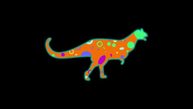Carnotaurus icon. Color animation on black background