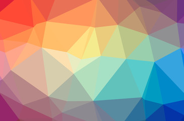 Illustration of abstract Blue, Orange, Pink, Purple, Red horizontal low poly background. Beautiful polygon design pattern.