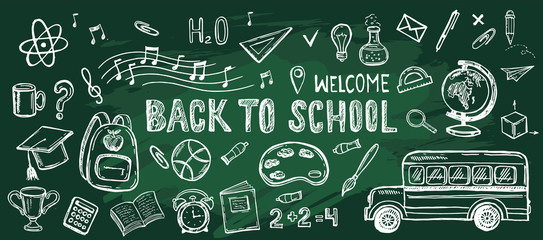Back to school. Hand drawn illustration.