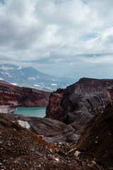 Crater of Gorely volcano. Kamchatka Peninsula. Russia