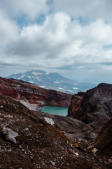 Crater of Gorely volcano. Kamchatka Peninsula. Russia