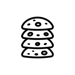 stack of oatmeal cookies icon vector. stack of oatmeal cookies sign. isolated contour symbol illustration