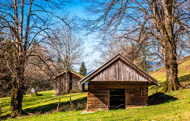 hut at the european alps