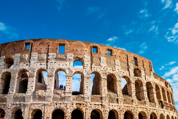 Fototapeta premium ROME, ITALY - January 17, 2019: Roman amphitheatres in Rome, circular or oval open-air venues with raised seating built by the Ancient Romans, Rome, ITALY