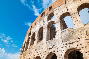 Obraz premium ROME, ITALY - January 17, 2019: Roman amphitheatres in Rome, circular or oval open-air venues with raised seating built by the Ancient Romans, Rome, ITALY
