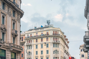 ROME, ITALY - January 17, 2019: Street view of downtown in Rome, ITALY