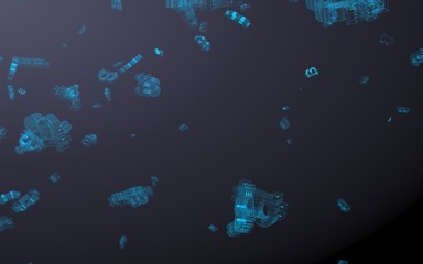 Digital currency symbol Bitcoin on a dark background. Fall of bitcoin. crypto currency graph on virtual screen. Business, Finance and technology concept. 3D illustration