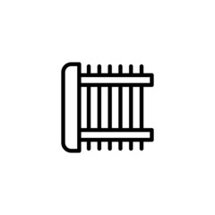 Electric heater vector icon in linear, outline icon isolated on white background