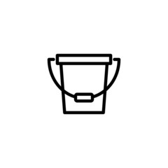 Empty bucket vector icon in linear, outline icon isolated on white background