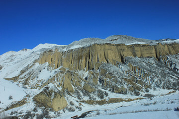 Azerbaijan. Beautiful snow-capped mountains. Kusar district.