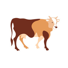 Cow silhouette made of multi-colored segments. Farm illustration.