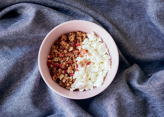 granola with yogurt. healthy breakfast. 