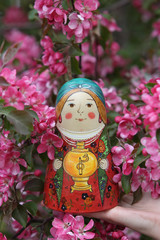 Matryoshka. Nested doll. Russian traditional handicraft. Wooden nesting toy: vintage matryoshka....