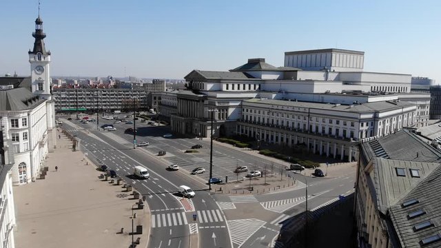 Warsaw, Poland. Aerial view of National Opera and Theater Square in Warsaw// Plac Teatralny, Opera Narodowa