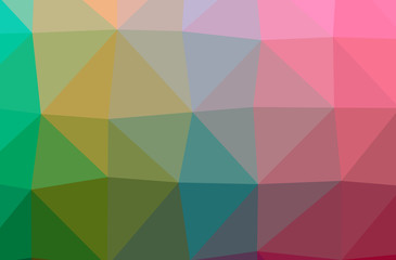 Illustration of abstract Green, Pink, Red horizontal low poly background. Beautiful polygon design pattern.