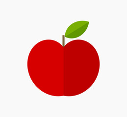 Red apple fruit flat design icon.