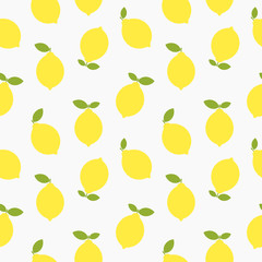 Yellow lemons seamless flat summer pattern.
