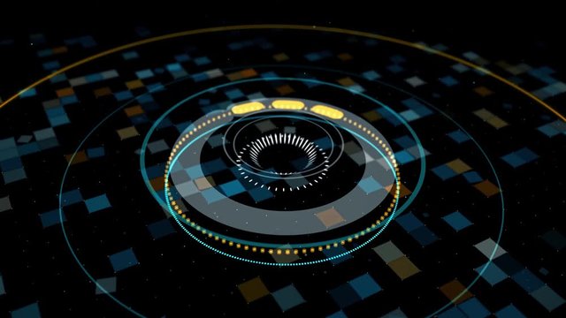 Circle audio equalizer background. Animation. Abstract circular spinning music equalizer, simulation for music, futuristic background, seamless loop.