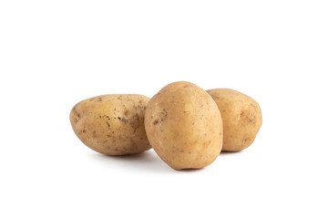 Young potato isolated on white background.