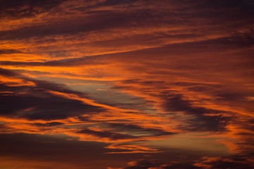 cloudy orange sky in the sunset