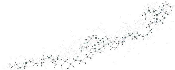 Abstract structure molecule and dna, atom, neurons. Scientific concept for your design. Connected lines with dots. Medical, technology, chemistry, science background. Vector illustration.