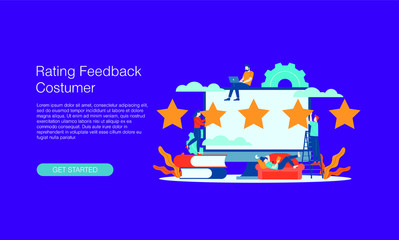 Fototapeta premium Rating feedback customer vector illustration concept template background can be use for presentation web banner UI UX landing page