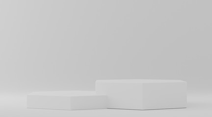 3d rendered illustration with geometric shapes. white steps podium platforms for cosmetic product presentation.mock up minimal design with empty space. Abstract composition in modern style.