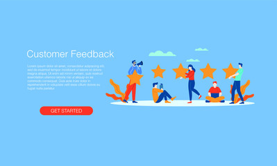 Customer feedback vector illustration concept template background can be use for presentation web banner UI UX landing page 