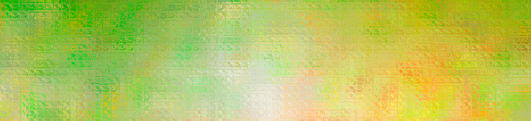 Yellow, green and white bright Mosaic through glass bricks in banner shape background illustration.