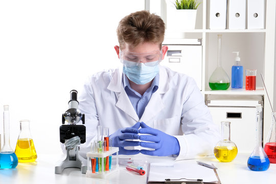 Scientist works in the laboratory.
