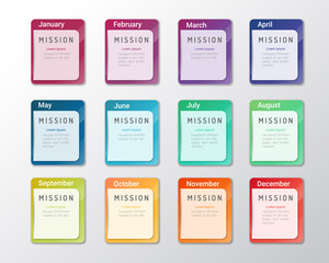 Presentation business infographic template for 12 months, 1 year, can be used for Business concept with 12 options, steps or processes.